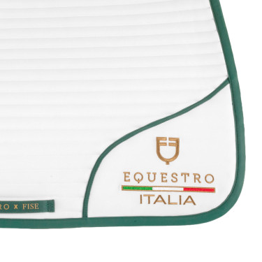 Manta de sela salto com logo bordado Equestro X Fise 100 Branco / verde sálvia profundo