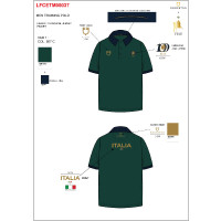 Polo homem treino três botões Equestro X Fise 100 Verde sálvia profundo / floresta azul