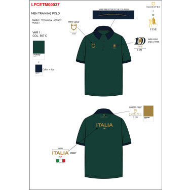 Polo homem treino três botões Equestro X Fise 100