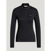Top de Treino Cady Mulher 1/4 Zip com Strass Tommy Hilfiger Equestrian Preto