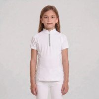 Camisa de concurso infantil clássica de mangas curtas com glitter Rosa antigo tamanho 160 criança Branco