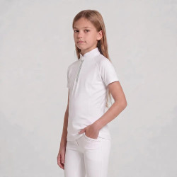 Camisa de concurso infantil clássica de mangas curtas com glitter Rosa antigo tamanho 160 criança Branco
