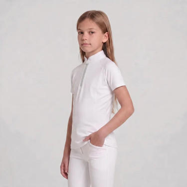 Camisa de concurso infantil clássica de mangas curtas com glitter Rosa antigo tamanho 160 criança Branco