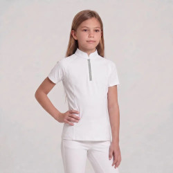 Camisa de concurso infantil clássica de mangas curtas com glitter Rosa antigo tamanho 160 criança Branco
