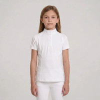 Camisa de competição clássica para menina de mangas curtas branca tamanho 160 criança Branco