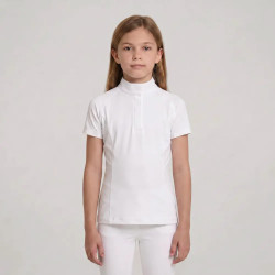 Camisa de competição clássica para menina de mangas curtas branca tamanho 160 criança Branco