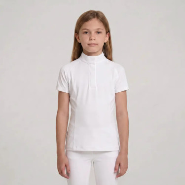 Camisa de competição clássica para menina de mangas curtas branca tamanho 160 criança Branco