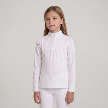 Camisa de concurso menina clássica manga comprida branca tamanho 160 criança Branco