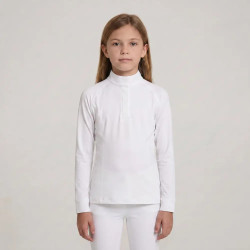 Camisa de concurso menina clássica manga comprida branca tamanho 160 criança Branco