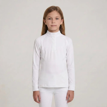 Camisa de concurso menina clássica manga comprida branca tamanho 160 criança Branco