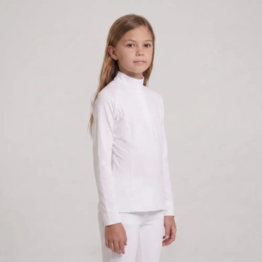 Camisa de concurso menina clássica manga comprida branca tamanho 160 criança Branco