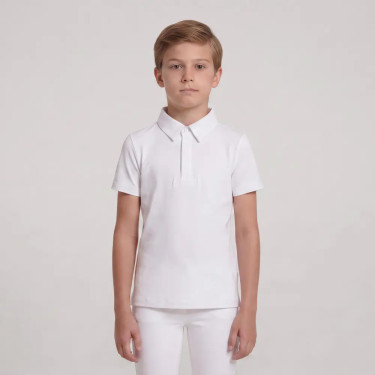 Camisa de concurso menino clássica manga curta branca tamanho 160 criança Branco