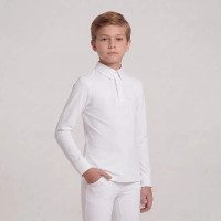 Camisa de concurso menino clássica mangas compridas branca tamanho 160 criança Branco Camisa de concurso menino clássica mangas compridas branca tamanho 160 criança Branco