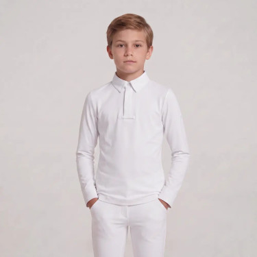Camisa de concurso menino clássica mangas compridas branca tamanho 160 criança Branco Camisa de concurso menino clássica mangas compridas branca tamanho 160 criança Branco