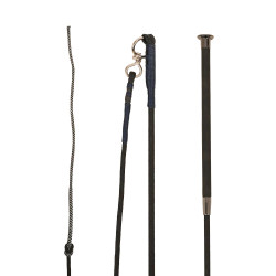 Chicote de guia Guidance com punho de couro castanho-claro 180 cm Preto