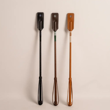 Chicote de salto 65 cm em couro liso castanho | Equitação Chicote de salto 65 cm em couro liso castanho | Equitação