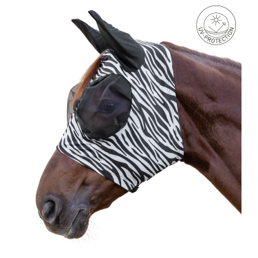 Máscara anti-moscas Waldhausen Puck Zebra Preto / branco