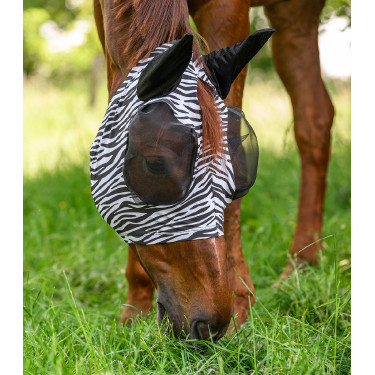 Máscara anti-moscas Waldhausen Puck Zebra Preto / branco