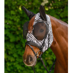 Máscara anti-moscas Waldhausen Puck Zebra Preto / branco