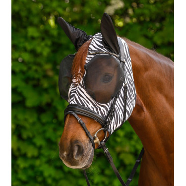 Máscara anti-moscas Waldhausen Puck Zebra Preto / branco