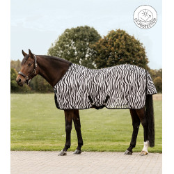 Capa anti-moscas Waldhausen Zebra com cintas cruzadas Preto / branco