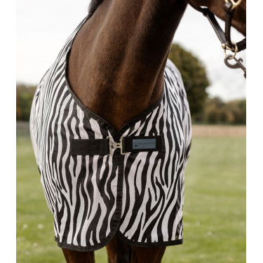 Capa anti-moscas Waldhausen Zebra com cintas cruzadas Preto / branco