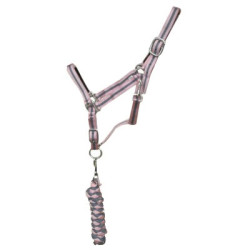 Cabeção sintético forrado + corda americana trançada T de T Cinza / rosa Cinzento