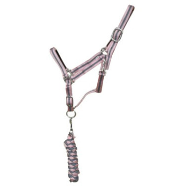 Cabeção sintético forrado + corda americana trançada T de T Cinza / rosa Cinzento