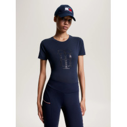 T-shirt Tommy Hilfiger Equestrian Manhattan de mangas curtas para mulher Azul-marinho