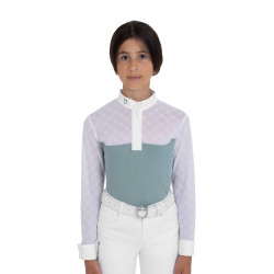 Polo de competição infantil de manga comprida com tule Equestro criança Cinza ardósia Cinzento Polo de competição infantil de manga comprida com tule Equestro criança Cinza ardósia Cinzento