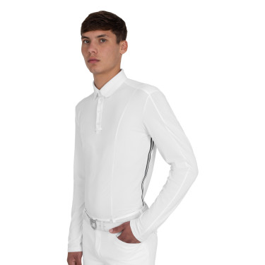 Polo de concurso masculino com inserções em mesh e em canelado Equestro homem