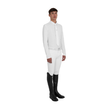 Polo de concurso masculino com inserções em mesh e em canelado Equestro homem
