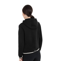 Sweatshirt feminina com capuz e fecho frontal Equestro mulher Preto / preto