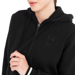 Sweatshirt feminina com capuz e fecho frontal Equestro mulher Preto / preto