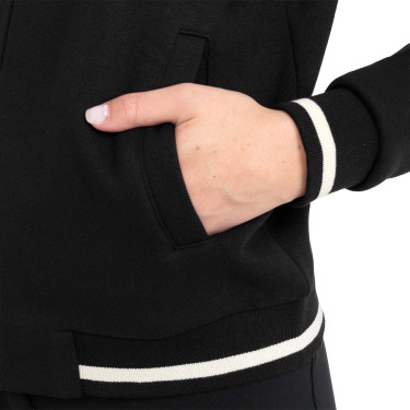Sweatshirt feminina com capuz e fecho frontal Equestro mulher Preto / preto