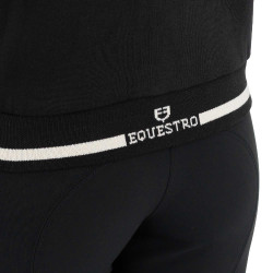 Sweatshirt feminina com capuz e fecho frontal Equestro mulher Preto / preto