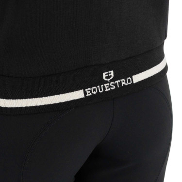 Sweatshirt feminina com capuz e fecho frontal Equestro mulher Preto / preto