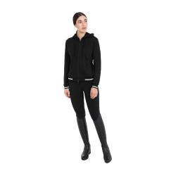 Sweatshirt feminina com capuz e fecho frontal Equestro mulher Preto / preto