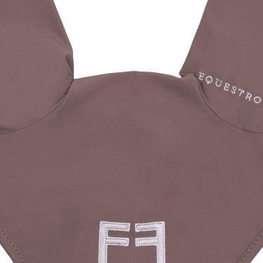 Touca em tecido técnico com logotipo em contraste Equestro Galhada / violeta feltro