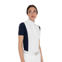 Polo de concurso feminino de manga curta com inserções em malha Equestro mulher Polo de concurso feminino de manga curta com inserções em malha Equestro mulher