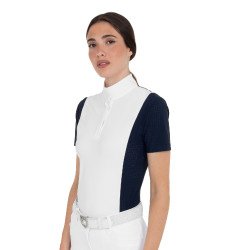 Polo de concurso feminino de manga curta com inserções em malha Equestro mulher Polo de concurso feminino de manga curta com inserções em malha Equestro mulher