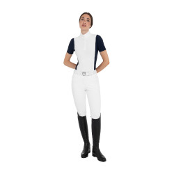 Polo de concurso feminino de manga curta com inserções em malha Equestro mulher Polo de concurso feminino de manga curta com inserções em malha Equestro mulher