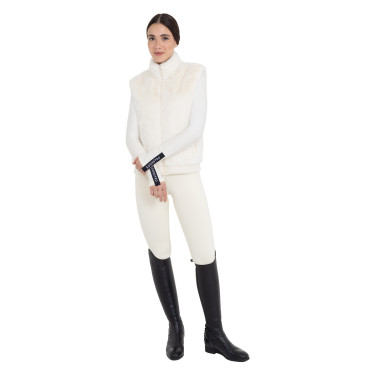 Colete feminino em pele sintética Equestro mulher Branco antigo Bege Colete feminino em pele sintética Equestro mulher Branco antigo Bege