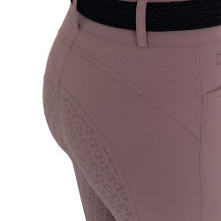 Calças femininas full grip de cintura alta em tecido técnico bi-stretch Equestro mulher Galhada Bege