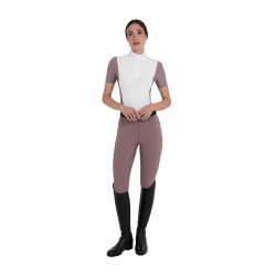 Calças femininas full grip de cintura alta em tecido técnico bi-stretch Equestro mulher Galhada Bege