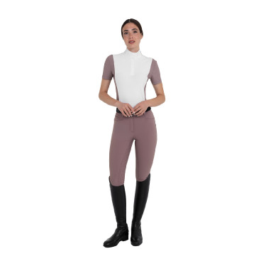 Calças femininas full grip de cintura alta em tecido técnico bi-stretch Equestro mulher Galhada Bege