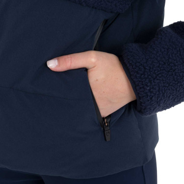 Casaco acolchoado feminino com inserções em teddy Equestro mulher Blazer marinho Azul-marinho Casaco acolchoado feminino com inserções em teddy Equestro mulher Blazer marinho Azul-marinho