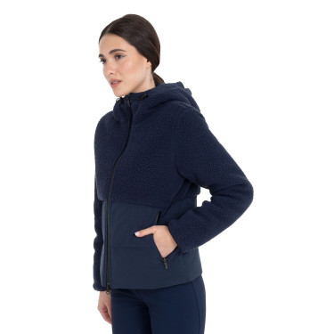 Casaco acolchoado feminino com inserções em teddy Equestro mulher Blazer marinho Azul-marinho Casaco acolchoado feminino com inserções em teddy Equestro mulher Blazer marinho Azul-marinho