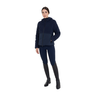 Casaco acolchoado feminino com inserções em teddy Equestro mulher Blazer marinho Azul-marinho Casaco acolchoado feminino com inserções em teddy Equestro mulher Blazer marinho Azul-marinho