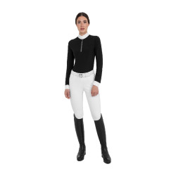 Polo de concurso feminino de manga comprida com strass Equestro mulher Polo de concurso feminino de manga comprida com strass Equestro mulher